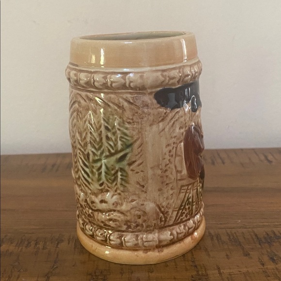 Vintage Ceramic Beer Stein Men Pipe Barrel Woods Made in Japan - Picture 3 of 8